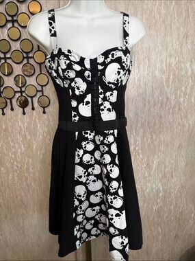 Med Royal Bones Skull Fit-and-Flare Mini Dress